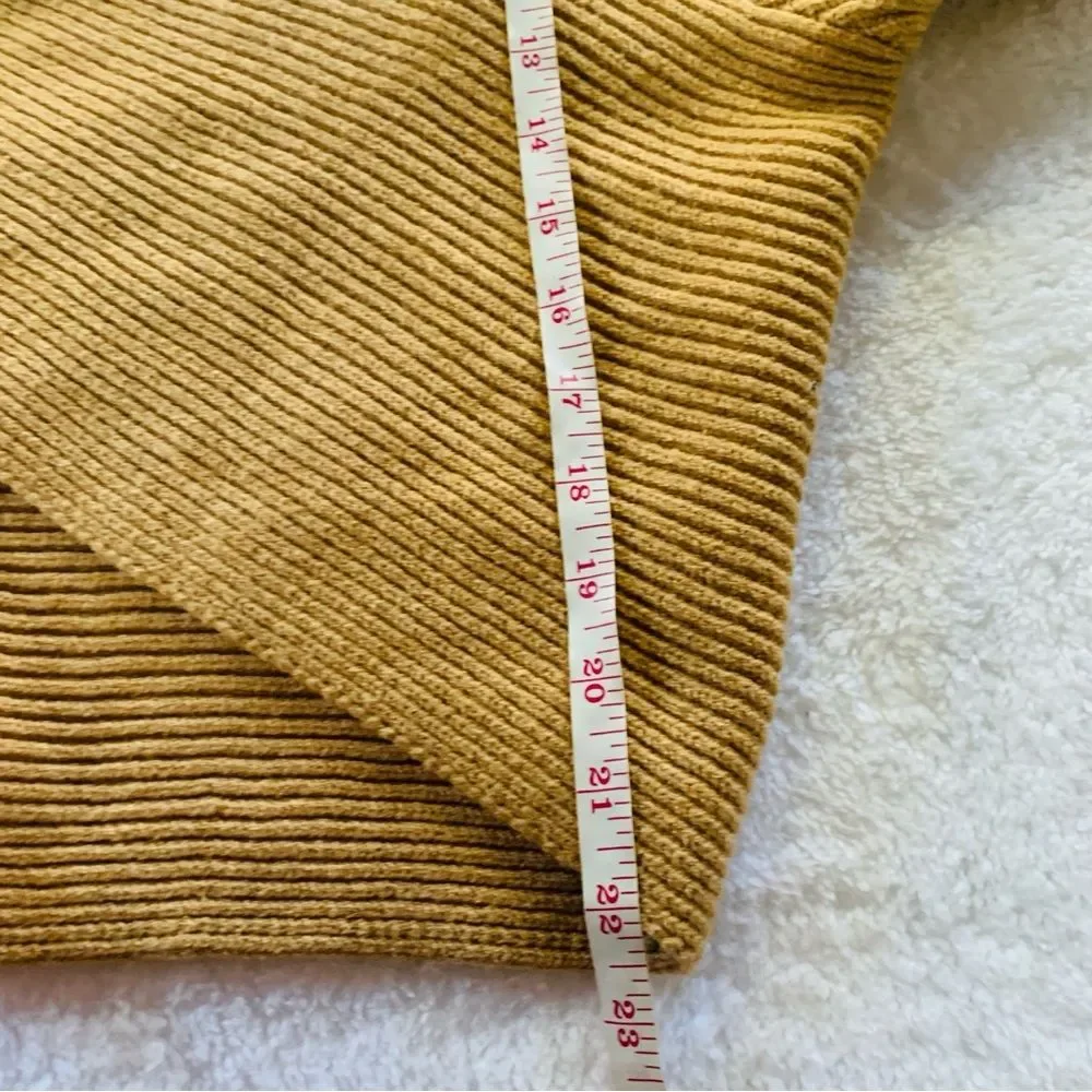 Lush Camel Colored Faux Wrap Crisscross Vneck Knit Chunky Sweater | Medium - Picture 7 of 7